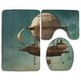 thumbnail image 1 of PUDMAD Hot Air Balloon 3 Piece Bathroom Rugs Set Bath Rug Contour Mat and Toilet Lid Cover, 1 of 2