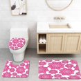 thumbnail image 1 of PUDMAD Hot Pink Ethnic Batik Floral Arrangement Eastern Inspired Art Batik 3 Piece Bathroom Rugs Set Bath Rug Contour Mat and Toilet Lid Cover, 1 of 2