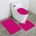 thumbnail image 1 of PUDMAD Hot Pink Pop Art Inspired Retro Black Polka Dots Classical Spotted 3 Piece Bathroom Rugs Set Bath Rug Contour Mat and Toilet Lid Cover, 1 of 2