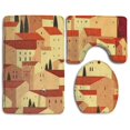 thumbnail image 1 of PUDMAD House Painting 3 Piece Bathroom Rugs Set Bath Rug Contour Mat and Toilet Lid Cover, 1 of 2