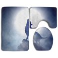 thumbnail image 1 of PUDMAD Howling Wolf1 3 Piece Bathroom Rugs Set Bath Rug Contour Mat and Toilet Lid Cover, 1 of 2