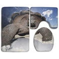 thumbnail image 1 of PUDMAD Huge Beach Turtle 3 Piece Bathroom Rugs Set Bath Rug Contour Mat and Toilet Lid Cover, 1 of 2