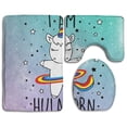 thumbnail image 1 of PUDMAD Hulacorn 3 Piece Bathroom Rugs Set Bath Rug Contour Mat and Toilet Lid Cover, 1 of 2