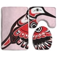 thumbnail image 1 of PUDMAD Hummingbird Haida Point 3 Piece Bathroom Rugs Set Bath Rug Contour Mat and Toilet Lid Cover, 1 of 2