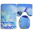 thumbnail image 1 of PUDMAD Hummingbird Hovering Next To Purple Flowers 3 Piece Bathroom Rugs Set Bath Rug Contour Mat and Toilet Lid Cover, 1 of 2