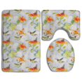 thumbnail image 1 of PUDMAD Hummingbirds Hibiscus Marlene Lano 3 Piece Bathroom Rugs Set Bath Rug Contour Mat and Toilet Lid Cover, 1 of 2