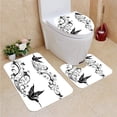 thumbnail image 1 of PUDMAD Hummingbirds Tattoo Hummingbird Silhouette Wildlife Curvy Stems Bloo 3 Piece Bathroom Rugs Set Bath Rug Contour Mat and Toilet Lid Cover, 1 of 2