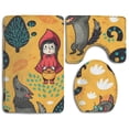 thumbnail image 1 of PUDMAD Hungry Wolf 3 Piece Bathroom Rugs Set Bath Rug Contour Mat and Toilet Lid Cover, 1 of 2