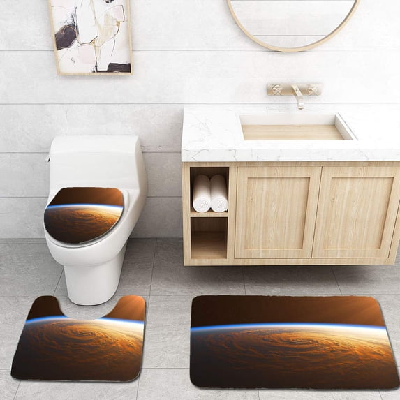 PUDMAD Hurricane in Rays Sun 3 Piece Bathroom Rugs Set Bath Rug Contour Mat and Toilet Lid Cover