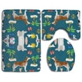 thumbnail image 1 of PUDMAD Husky Beach Summer Dog 3 Piece Bathroom Rugs Set Bath Rug Contour Mat and Toilet Lid Cover, 1 of 2