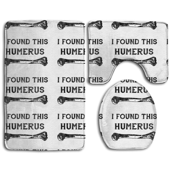 PUDMAD I Found This Humerus 3 Piece Bathroom Rugs Set Bath Rug Contour Mat and Toilet Lid Cover