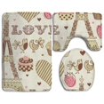 thumbnail image 1 of PUDMAD I Love Paris 3 Piece Bathroom Rugs Set Bath Rug Contour Mat and Toilet Lid Cover, 1 of 2