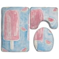 thumbnail image 1 of PUDMAD Ice 3 Piece Bathroom Rugs Set Bath Rug Contour Mat and Toilet Lid Cover, 1 of 2