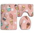 thumbnail image 1 of PUDMAD Ice Cream 3 Piece Bathroom Rugs Set Bath Rug Contour Mat and Toilet Lid Cover, 1 of 2