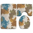 thumbnail image 1 of PUDMAD Imaginary Leaves 3 Piece Bathroom Rugs Set Bath Rug Contour Mat and Toilet Lid Cover, 1 of 2
