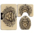 thumbnail image 1 of PUDMAD Indie Lion Character Portrait Glasses Bowtie Hipster Smart Cool Dandy Sand 3 Piece Bathroom Rugs Set Bath Rug Contour Mat and Toilet Lid Cover, 1 of 2