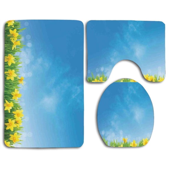 PUDMAD Industrial Damaged Wrecked Wall Destruction Vandalism Broken Deserted Workplace 3 Piece Bathroom Rugs Set Bath Rug Contour Mat and Toilet Lid Cover
