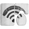 thumbnail image 1 of PUDMAD Ink WiFi 3 Piece Bathroom Rugs Set Bath Rug Contour Mat and Toilet Lid Cover, 1 of 2