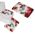 thumbnail image 1 of PUDMAD Inscription Text Chocolate Peonies 3 Piece Bathroom Rugs Set Bath Rug Contour Mat and Toilet Lid Cover, 1 of 2