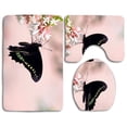 thumbnail image 1 of PUDMAD Insects Flowers Nature Butterfly Beautiful Plants Pretty Graphys 3 Piece Bathroom Rugs Set Bath Rug Contour Mat and Toilet Lid Cover, 1 of 2