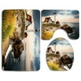 thumbnail image 1 of PUDMAD Island House Lighthouse 3 Piece Bathroom Rugs Set Bath Rug Contour Mat and Toilet Lid Cover, 1 of 2