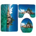 thumbnail image 1 of PUDMAD Island St Pierre Island at Seychelles Natural Granite Relaxation Mediterranean 3 Piece Bathroom Rugs Set Bath Rug Contour Mat and Toilet Lid Cover, 1 of 2