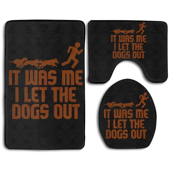 PUDMAD It was Me I Let Out 3 Piece Bathroom Rugs Set Bath Rug Contour Mat and Toilet Lid Cover