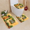 thumbnail image 1 of PUDMAD Italy Porch Different Flowers Pots Fresh Plants City Life in Tuscany Apricot G 3 Piece Bathroom Rugs Set Bath Rug Contour Mat and Toilet Lid Cover, 1 of 2