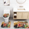 thumbnail image 1 of PUDMAD Italy Riomaggiore at Sunset Cinque Terre National Park Cliff and Coast Scenic Panorama 3 Piece Bathroom Rugs Set Bath Rug Contour Mat and Toilet Lid Cover, 1 of 2
