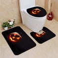thumbnail image 1 of PUDMAD Jack olantern 3 Piece Bathroom Rugs Set Bath Rug Contour Mat and Toilet Lid Cover, 1 of 2