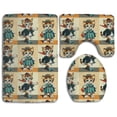 thumbnail image 1 of PUDMAD Jazz Cat 3 Piece Bathroom Rugs Set Bath Rug Contour Mat and Toilet Lid Cover, 1 of 2