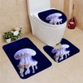 thumbnail image 1 of PUDMAD Jelly Fish 3 Piece Bathroom Rugs Set Bath Rug Contour Mat and Toilet Lid Cover, 1 of 2