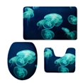 thumbnail image 1 of PUDMAD Jellyfish 3 Piece Bathroom Rugs Set Bath Rug Contour Mat and Toilet Lid Cover, 1 of 2