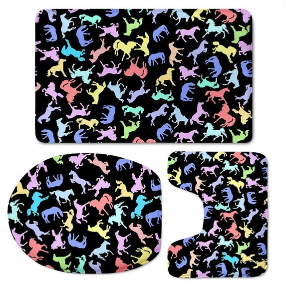 PUDMAD Jinse-floral184 3 Piece Bathroom Rugs Set Bath Rug Contour Mat and Toilet Lid Cover