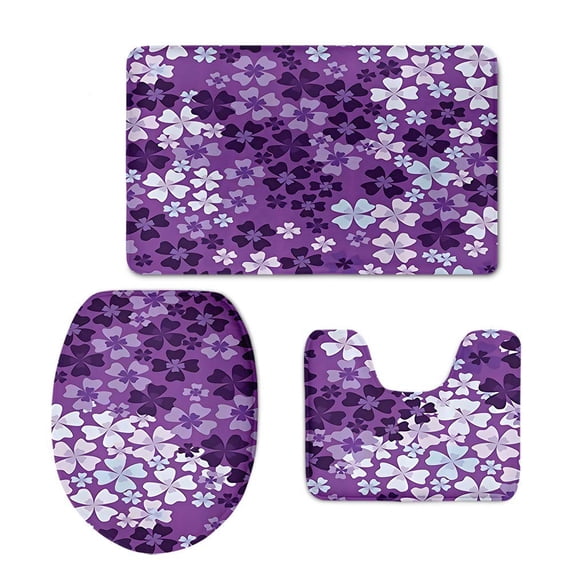 PUDMAD Jinse-floral235 3 Piece Bathroom Rugs Set Bath Rug Contour Mat and Toilet Lid Cover