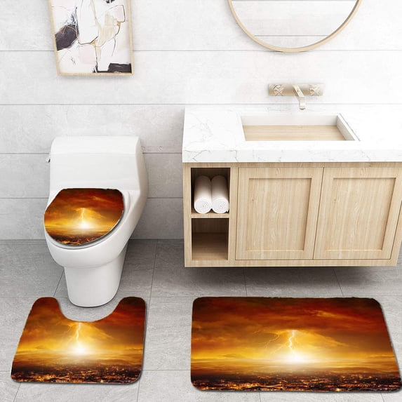 PUDMAD Judgment Day end World 3 Piece Bathroom Rugs Set Bath Rug Contour Mat and Toilet Lid Cover