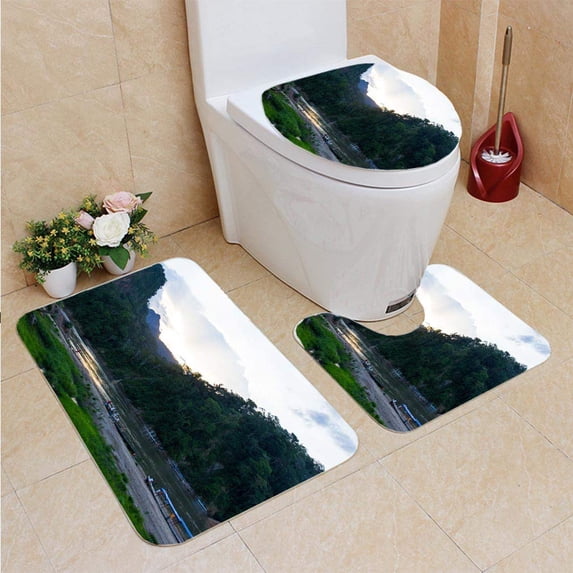 PUDMAD Jungle Comunity in Rurrenabaque Amazon Rainforest in Bolivia 3 Piece Bathroom Rugs Set Bath Rug Contour Mat and Toilet Lid Cover