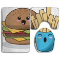 thumbnail image 1 of PUDMAD Kawaii Burger French Fries 3 Piece Bathroom Rugs Set Bath Rug Contour Mat and Toilet Lid Cover, 1 of 2