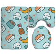 thumbnail image 1 of PUDMAD Kawaii Sushi 3 Piece Bathroom Rugs Set Bath Rug Contour Mat and Toilet Lid Cover, 1 of 2