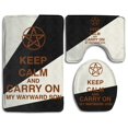 thumbnail image 1 of PUDMAD Keep Calm Carry On My Wayward Son 3 Piece Bathroom Rugs Set Bath Rug Contour Mat and Toilet Lid Cover, 1 of 2