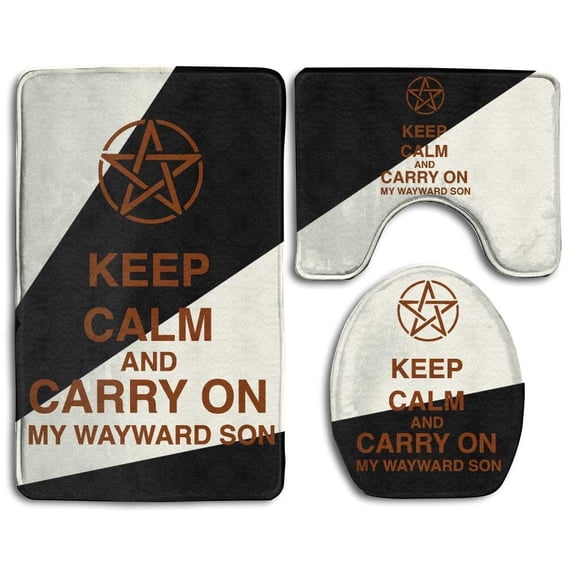 PUDMAD Keep Calm Carry On My Wayward Son 3 Piece Bathroom Rugs Set Bath Rug Contour Mat and Toilet Lid Cover