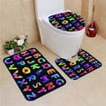 thumbnail image 1 of PUDMAD Kids Alphabet Funny Monster Letters Cute Characters 3 Piece Bathroom Rugs Set Bath Rug Contour Mat and Toilet Lid Cover, 1 of 2