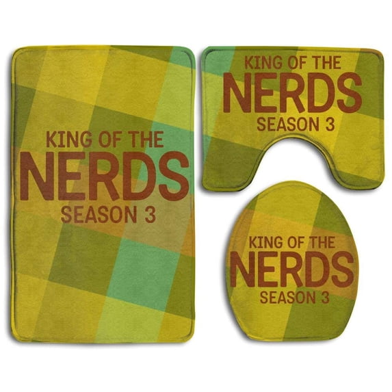 PUDMAD King Nerds 3 Piece Bathroom Rugs Set Bath Rug Contour Mat and Toilet Lid Cover
