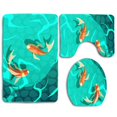 thumbnail image 1 of PUDMAD Koi Carp Symbol Luck Fortune Retro Cartoon Fishes Water 3 Piece Bathroom Rugs Set Bath Rug Contour Mat and Toilet Lid Cover, 1 of 2