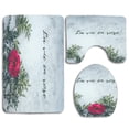 thumbnail image 1 of PUDMAD La Vie En Rose Floral 3 Piece Bathroom Rugs Set Bath Rug Contour Mat and Toilet Lid Cover, 1 of 2
