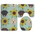 thumbnail image 1 of PUDMAD Labrador Floral Sunflower Dog 3 Piece Bathroom Rugs Set Bath Rug Contour Mat and Toilet Lid Cover, 1 of 2