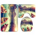 thumbnail image 1 of PUDMAD Lake Boats 3 Piece Bathroom Rugs Set Bath Rug Contour Mat and Toilet Lid Cover, 1 of 2