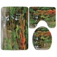 thumbnail image 1 of PUDMAD Lake Wild Small Cascade Pouring Over Steep Stones Peaceful Fall Motion Scene 3 Piece Bathroom Rugs Set Bath Rug Contour Mat and Toilet Lid Cover, 1 of 2