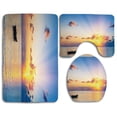 thumbnail image 1 of PUDMAD Landscape Sun Rising Over Ocean on Maldives Seascape Photo Majestic Morning Scenery 3 Piece Bathroom Rugs Set Bath Rug Contour Mat and Toilet Lid Cover, 1 of 2