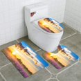 thumbnail image 1 of PUDMAD Landscape Sunrise and Blossoming Meadow Purple Flowers 3 Piece Bathroom Rugs Set Bath Rug Contour Mat and Toilet Lid Cover, 1 of 2